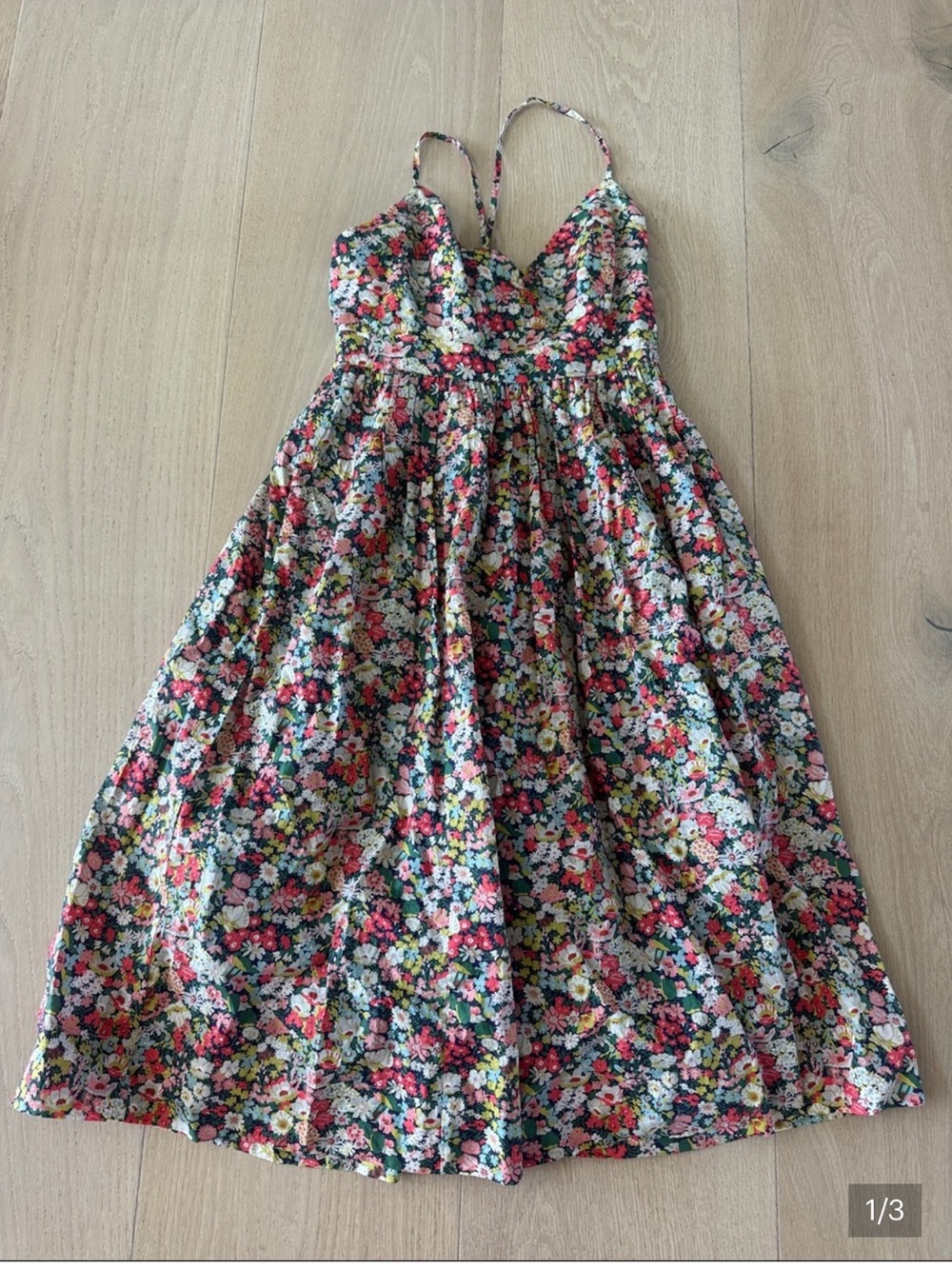 J. Crew Floral Spaghetti-Strap Dress - Pink & Green Multicolor